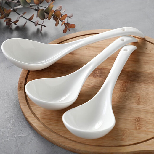 WANIOT ceramic soup spoon large soup spoon household drinking spoon white porridge spoon large spoon long handle spoon extra large spoon large large spoon 22 cm (1 piece) suitable for soup bowl soup pot small casserole