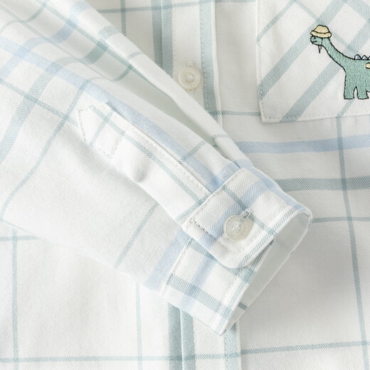 DAVE&BELLA children's plaid shirt cotton boys' shirt 2026 spring new baby boy long-sleeved top children's clothes green plaid ready stock 120 cm (recommended height 110-120cm)