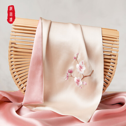 Zhijinlou embroidered silk scarf for women, mulberry silk double layer handmade Suzhou embroidery scarf, Chinese style light luxury silk shawl birthday gift