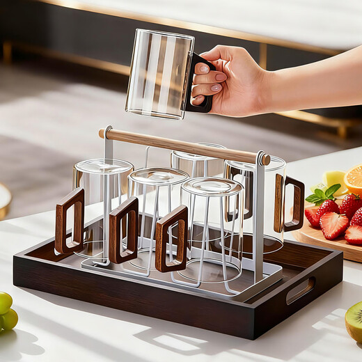 Niye tea cup glass with handle tea cup guest cup 6 water cups household set food grade high temperature resistant cup