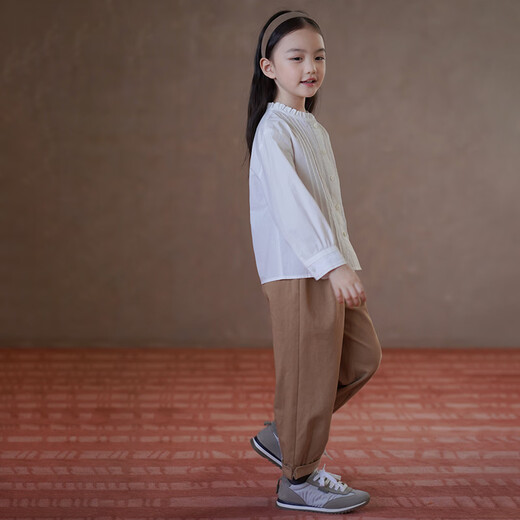 哈齿（hacikis）哈齿童装春秋儿童法式文艺花边衬衫女童白衬衫亲肤全棉上衣中大童