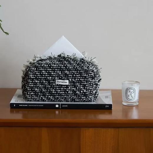 Yusenyi MolingTalk Small Fragrance Tissue Box Woven Decoration Living Room Dining Home Desktop Tissue Box Light Luxury White