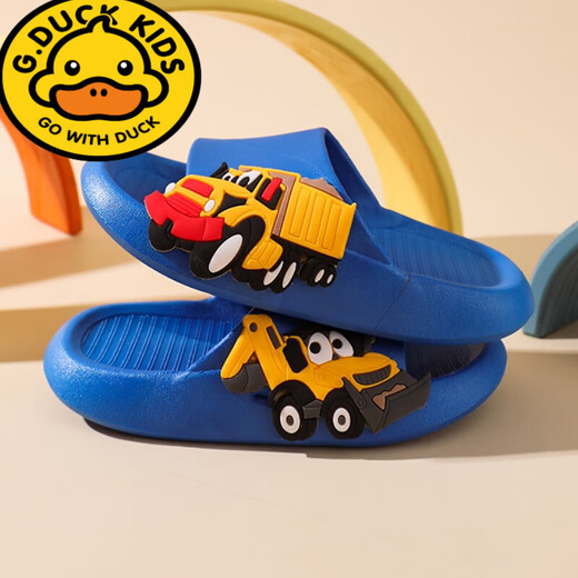 G.duck little yellow duck boys and children's slippers 2026 boys summer children indoor non-slip girl baby parent-child slippers blue Autobot size 24-25 inner length 15cm