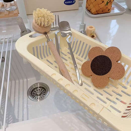 Fantasy retractable drain basket, vegetable basin, dish rack, kitchen fruit plate, sink, sink rack, water filter basket, family bucket, first snow white, modern gray peacock blue, 3 pieces in total, freely retractable