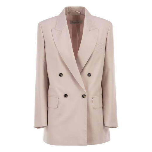 MAX MARA Women's Jacket Warm Anti-wrinkle Blended Commuting Work Jacket Simple Pink One Size |44