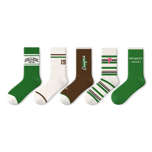 Pami socks women's spring and autumn mid-calf socks American style with shark pants 2025 new sports black autumn and winter stockings Bowl show_(couple style_suitable for sizes 36-43) One size fits all Five pairs