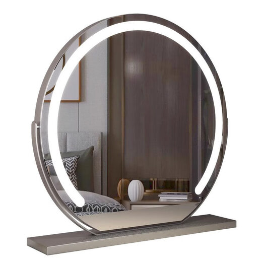 German high-definition LED vanity mirror with light vanity mirror desktop smart home simple master bedroom Internet celebrity white 40 diameter (plug-in) rotating model_ upgraded voice control + touch dual-use switch