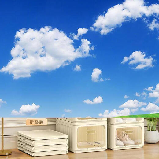 Yusenyi transparent shoe box storage box for home door multi-layer thickened folding shoe rack boot storage artifact shoe storage box cream single pack (open in one second) cream single pack (open in one second)