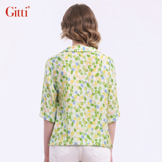GITTI printed shirt for women 2026 spring and summer new short-sleeved loose slim large size shirt G261028 grass green 159 M (2)