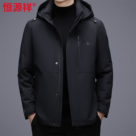 Hengyuanxiang plus down jacket men's winter short mink velvet thickened mature and stable business casual warm jacket gray green 3XL 190