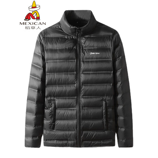 稻草人胖子哥2025年秋冬新款男青年加肥加大码时尚休闲立领轻薄羽绒服 黑色 7XL