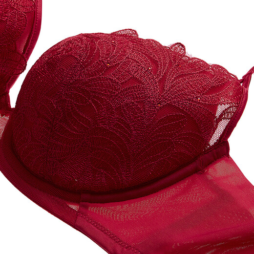Wacoal Thin Gorgeous Embroidered Gathered Soft Wire Ring Bra for Women WB30A6 Crimson 70C