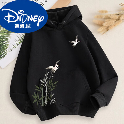 Didi.Ni HEYDIDY new Chinese style parent-child wear for a family of three spring sweatshirts 2025 new mother-daughter style mother-child wear thin Western style jacket spring and autumn hoodie practical pockets without deformation black/bamboo crane 100 cm recommended 20-25Jin Jin equals 0.5 kg
