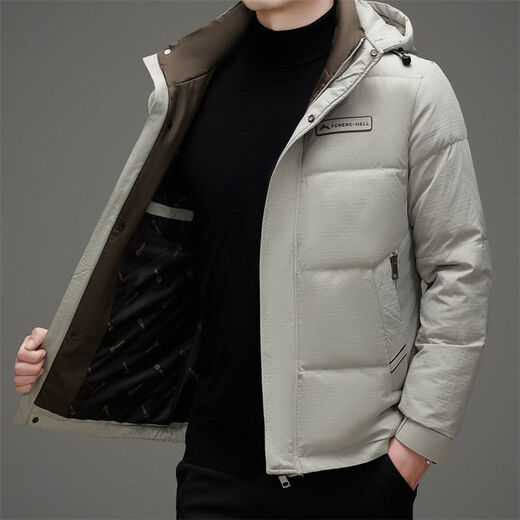 海澜之家（HLA）冬季中老年羽绒服男士加厚中长款中年爸爸派克老人冬装夹克外套潮 卡其色 3XL 190