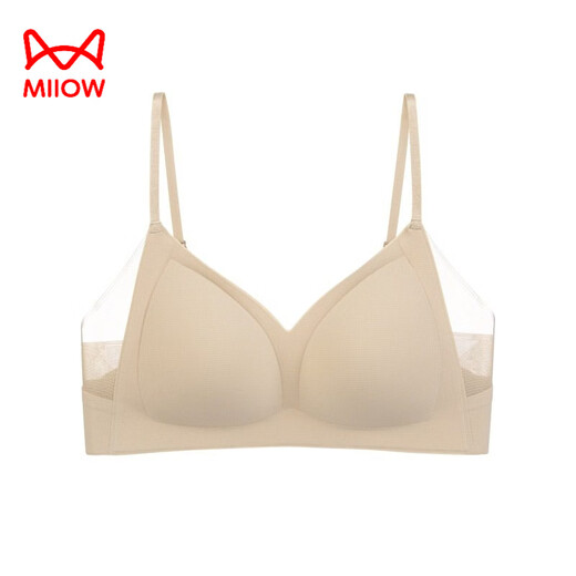 MiiOW Retro Red Seamless Thin Underwear Women's Small Breast Gathering Anti-sagging Wireless Bra Retro Red L (80ABC)