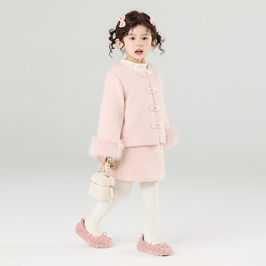 郝叔童品现货【夹棉套装】冬季新款2025时尚洋气女童网红套装 粉色 100 52
