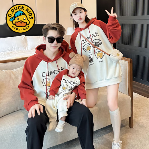 G.duck parent-child clothing spring and autumn family full moon hundred days baby baby family of three autumn clothing 2025 new mother and daughter clothing sweatshirt picture color 190 adults 4XL 200-220Jin Jin equals 0.5 kg