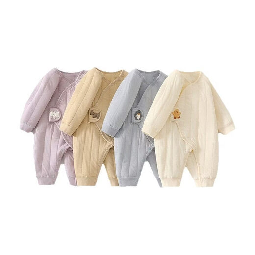JOYNCLEON newborn baby jumpsuit winter quilted butterfly clothing baby close-fitting warm robe infant crawling clothing light mist purple 59cm 1-3 months recommended weight 3.5-6.9kg