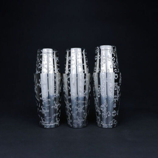 Fantasy wine set Boston shaker mirror light mixer bar two-stage shaker single bottom black plated