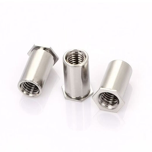CLCEY through hole pressure riveting stud stainless steel nut column flat head hexagonal internal thread fastener SOS screw extension column 3 points 5M3-92000 bottom holes 5 points 4