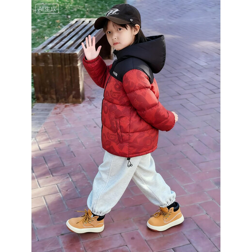 Xtep children's down jacket winter new thickened and warm boys' windproof and cold-proof teenagers New Year's thick jacket, fog gauze purple, thickened and upgraded to keep out the cold and warm 165