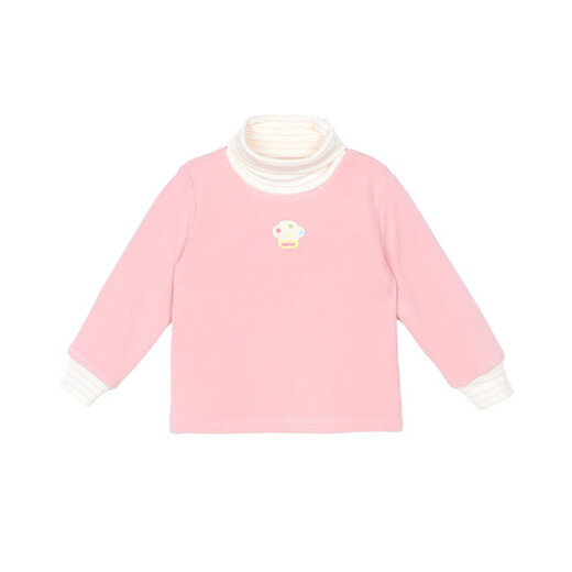 LUSON baby girl baby girl velvet bottoming shirt 2025 winter new baby warm turtleneck t-shirt light pink 73