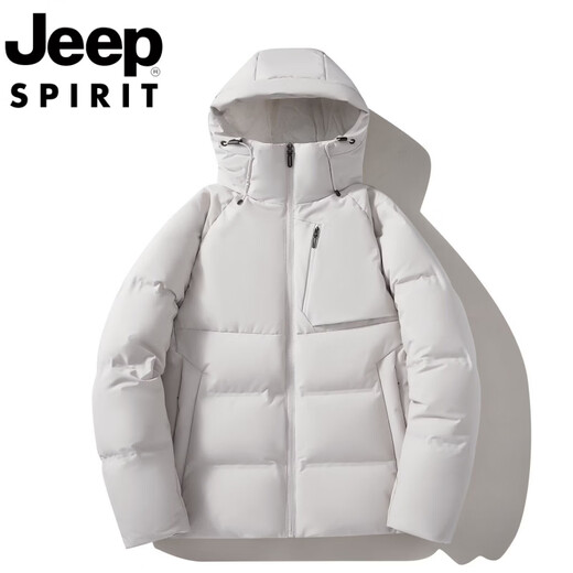 JEEP SPIRIT Jeep International Brand Winter Outdoor Windproof and Waterproof Short Down Jacket Men's Thickened Warm Hooded Jacket Men Black M (Recommended 100Jin Jin equals 0.5kg -120Jin Jin equals 0.5kg)