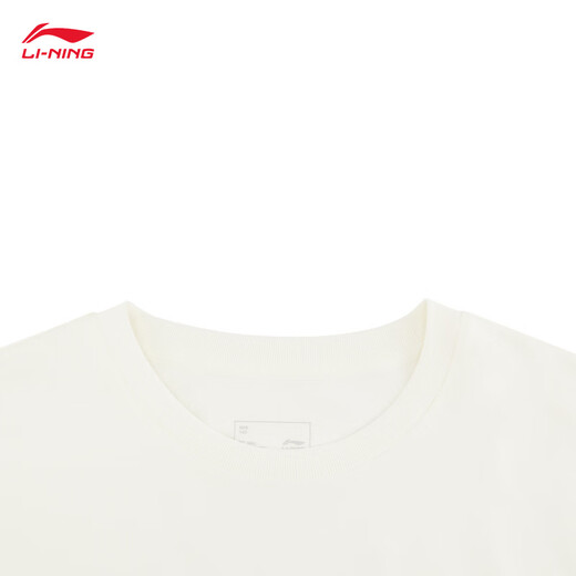 Li Ning Children's Clothing丨Short-sleeved cultural shirt for older girls 2026 new skin-friendly, comfortable, fashionable and casual sports T-shirt, milky white-2 120