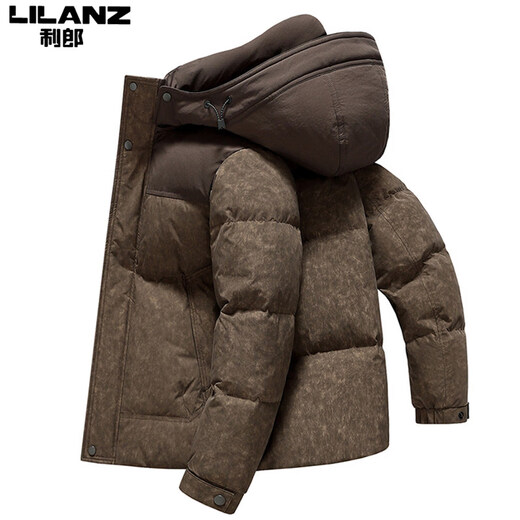 Мужской пуховик в том же стиле в торговом центре Lilanz, новый национальный стандарт 90, утолщенный белый утиный пух, теплый и холодостойкий хлебный пуховик, влагонепроницаемый и съемный, облачно-черный M (100-120 Jin Jin равен 0,5 кг).