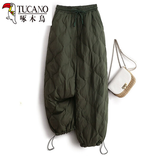 Woodpecker (TUCANO) Daunenhose Damen Herbst und Winter Plus Samtverdickte Hose 2026 Neues Modell Nordost-Minus 40 Grad kältebeständige Baumwollhose Armeegrün XL Empfohlen 130-145 Jin Jin entspricht 0,5 kg