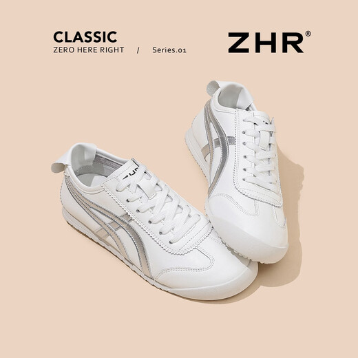 ZHR is a retro moral training shoe for women 2026 spring new style versatile soft sole comfortable white shoes casual sports shoes splicing women's shoes beige silver 40