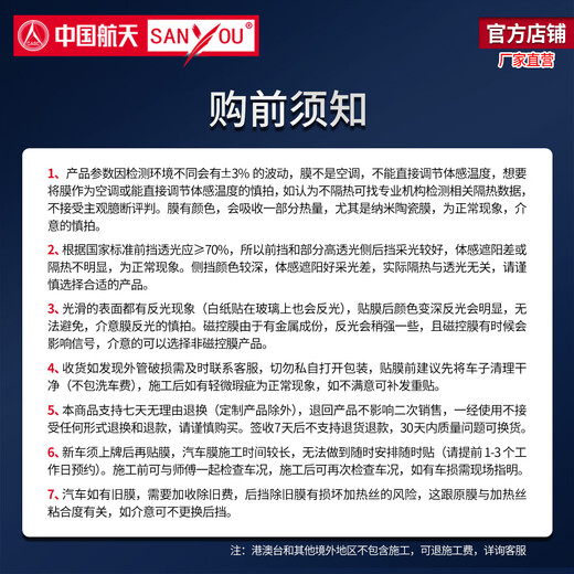 SANYOU China Aerospace Mountain consists of car film glass explosion-proof film insulation film nano ceramic solar film explosion-proof film Meilan package only front file