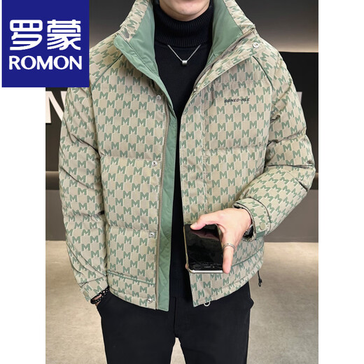 罗蒙（ROMON）羽绒服男款冬季2025新款时尚感痞帅轻薄保暖防寒服外套男 绿色 M