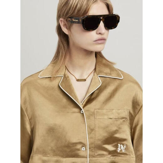 PALM ANGELS women's shirt warm breathable cotton short-sleeved daily home jacket casual nude color one size | IT-40