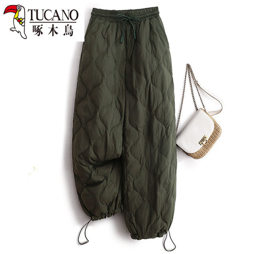 Woodpecker (TUCANO) Daunenhose Damen Herbst und Winter Plus Samtverdickte Hose 2026 Neues Modell Nordost-Minus 40 Grad kältebeständige Baumwollhose Armeegrün XL Empfohlen 130-145 Jin Jin entspricht 0,5 kg