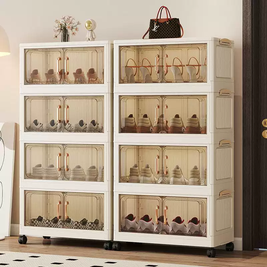 Yusenyi installation-free shoe box transparent shoe storage box multi-functional large storage shoe cabinet thickened multi-layer folding shoe rack 5 layers 45 sides wide (mixed color) foldable with universal wheels
