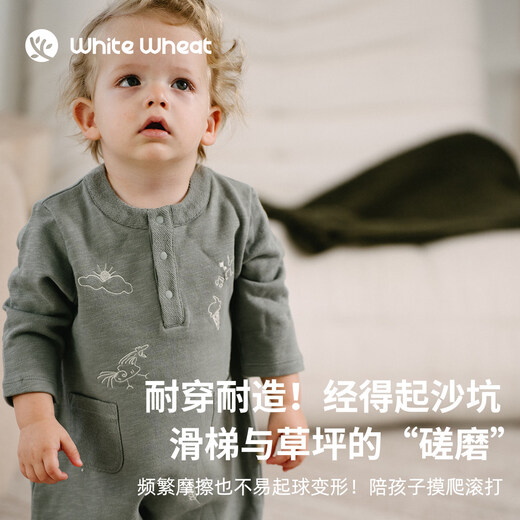 White wheat children's 26 spring new style infant and toddler clothes boys pure cotton embroidered baby girl's romper jumpsuit gray 66cm