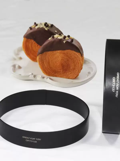 Yusenyi non-stick Danish round record ring bread mold annual ring croissant mooncake mousse ring cake drum bread mold record ring 15x3CM non-stick style record ring 15x3CM non-stick style 15g