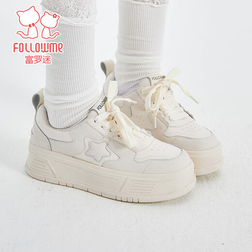 Fuluomi girls sneakers 26 spring new thick-soled versatile casual shoes for junior high school students lightweight breathable white shoes white 39
