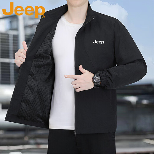 JEEP Jeep Jacket Men's Spring and Autumn Stand Collar Casual Outdoor Sports Tops for Young and Middle-aged Youth Dark Gray XL