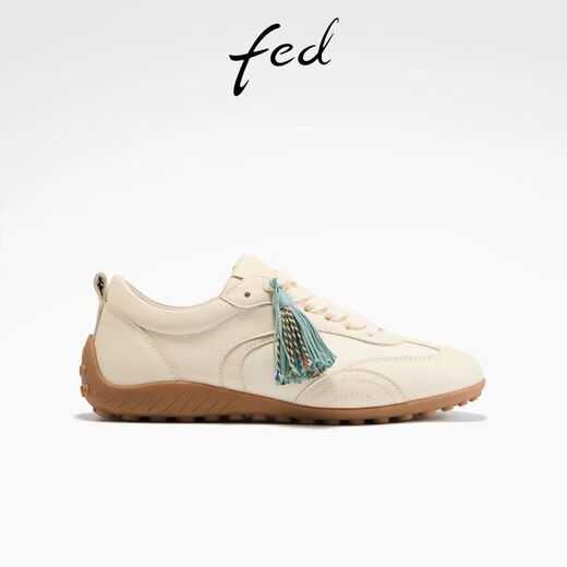 FED tassel casual shoes spring new women's shoes plain performance wild moral training shoes comfortable Forrest Gump shoes women's ZCB055 beige 35