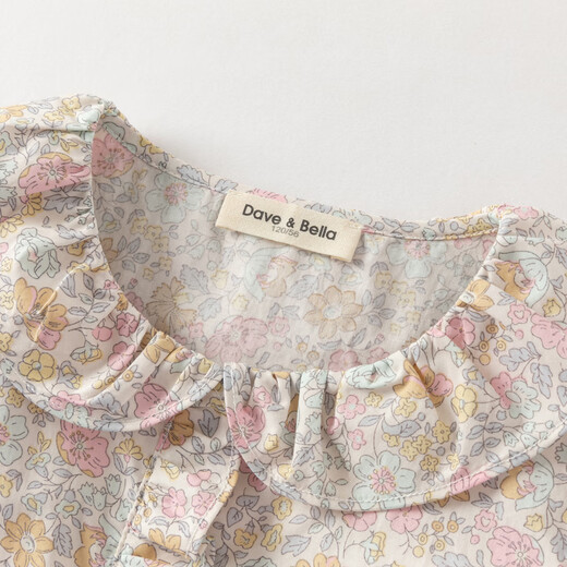 DAVE&BELLA girls' shirts pure cotton medium and large children's shirts 2026 spring new style children's tops little girls bottoming shirt purple pink ready stock 120 cm (recommended height 110-120cm)