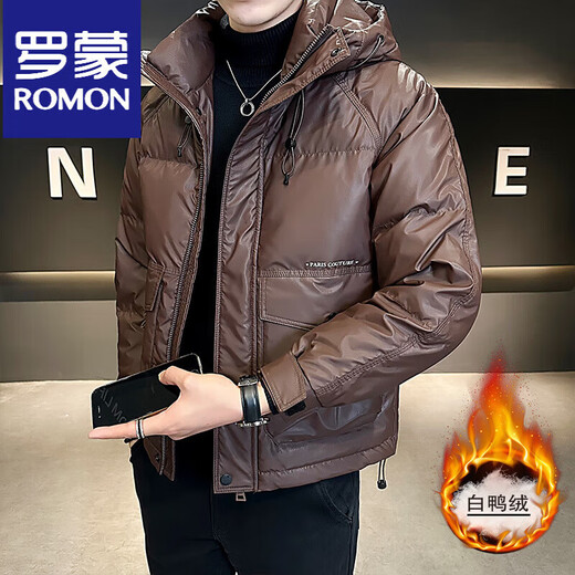 ROMON белый утиный пух, теплый и легкий пуховик, мужское зимнее пальто, короткая утепленная куртка, мужская новинка 2025 года, темно-бордовый M