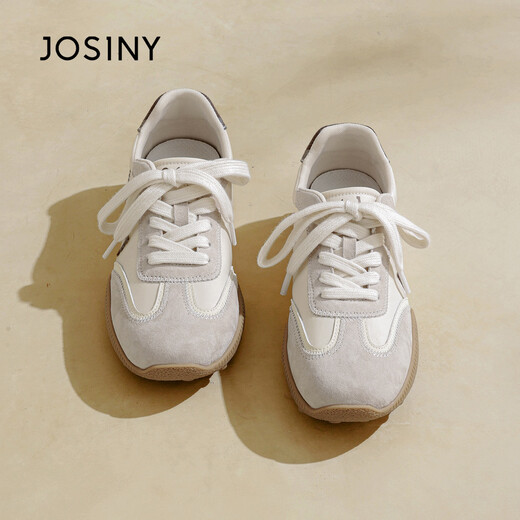 Zhuoshini Retro Forrest Training Shoes Women's 2026 New Spring Sports Women's Shoes Thick Soled White Shoes Versatile Sneakers Beige 40