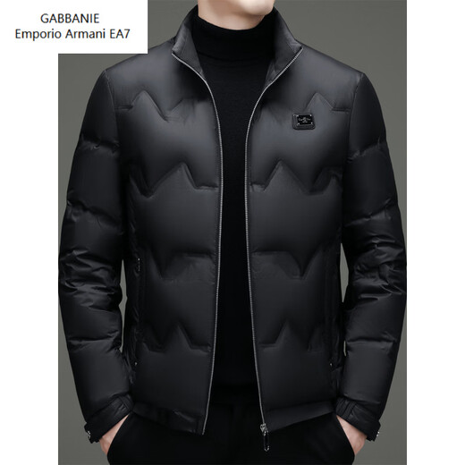 Emporio Armani EA7 Armani 2026 winter new men's down jacket middle-aged business casual high-end short stand-up collar white duck down jacket black 2XL 185 140-155Jin Jin is equal to 0.5 kg