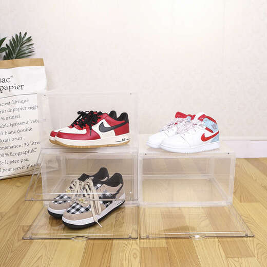 Yusenyi anti-oxidation magnetic shoe storage internet celebrity shoe rack shoe cabinet dormitory bedroom space-saving box shoe rack shoe storage box side opening fully transparent (pack of 12) 36x28x22cm