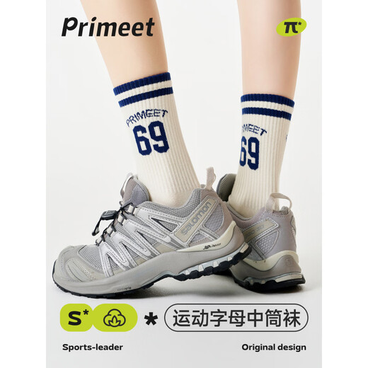 Pami striped socks for women spring and autumn 2025 new mid-calf socks letter sports tennis socks sweat-absorbent cotton socks gray bow mid-calf socks-pack 5 pairs one size fits all (36-43 sizes)