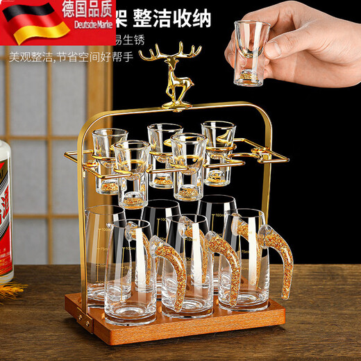 Tuojin household liquor glass set gold foil crystal glass wine set gold foil cup 6 pieces