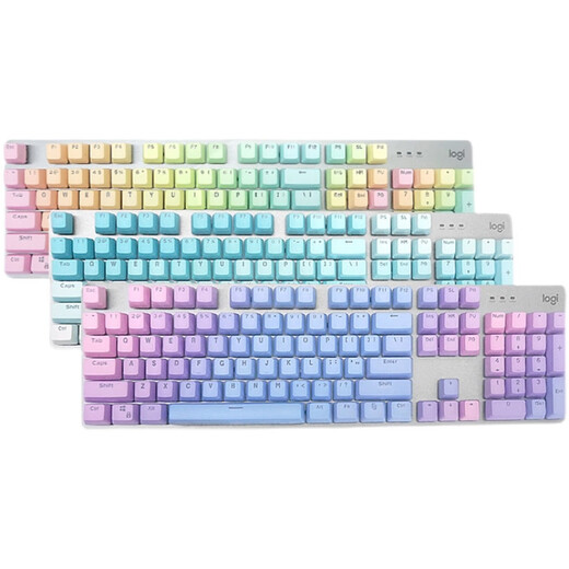 罗技（Logitech）罗技K845 有线机械键盘 游戏办公 彩色个性 蓝色妖姬背光青轴数字 粉白双拼 abs材质 青轴