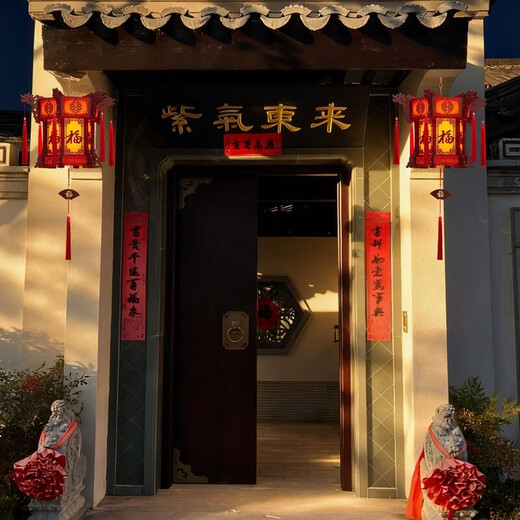 Xu Shansi New Year's hexagonal palace lantern balcony red lantern chandelier Chinese style antique building door head hanging wooden door lantern rotating wooden palace lantern 50# 07 style one pair